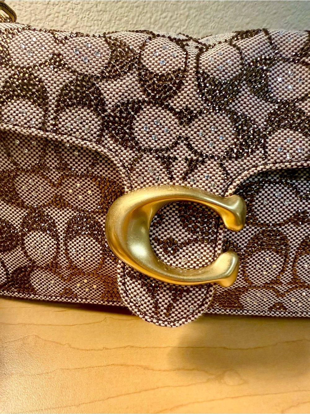 Coach Crystal jaquard tabby 26 mushroom nwt.